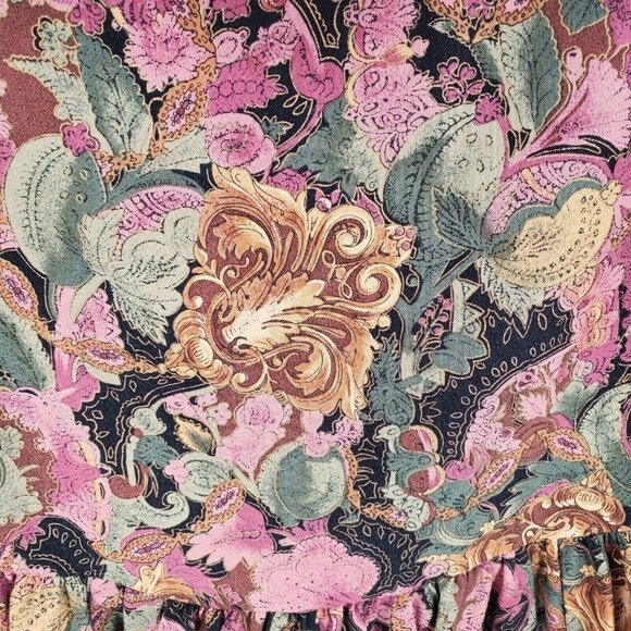 Vintage Dress Girls 7‎ Floral Bib Collar Prairie Cottagecore Puff Long Sleeve - Picture 4 of 10